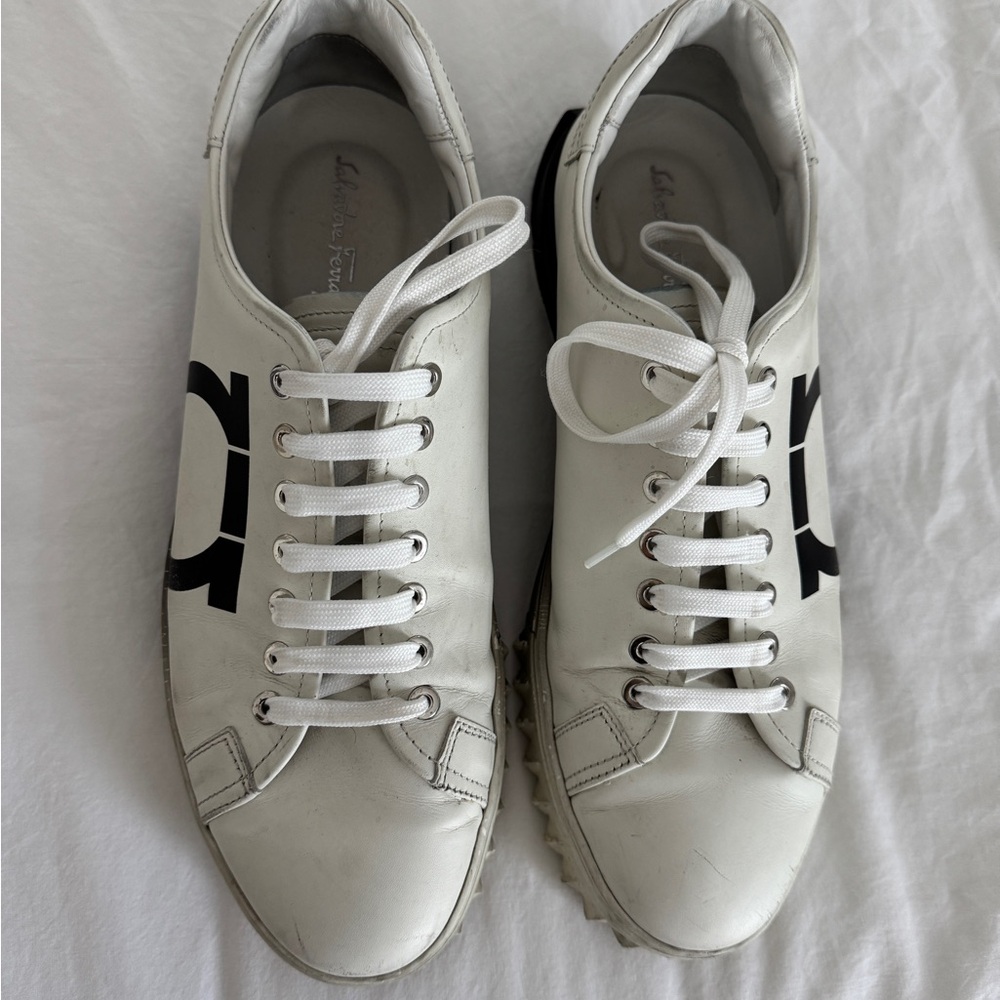 Salvatore Ferragamo White and Black Men's Sneakers
